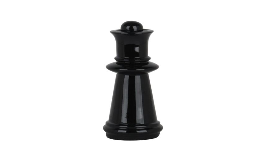 Scacco Regina oggetto decorativo nero H25 cm- -Nero-Poliresina
