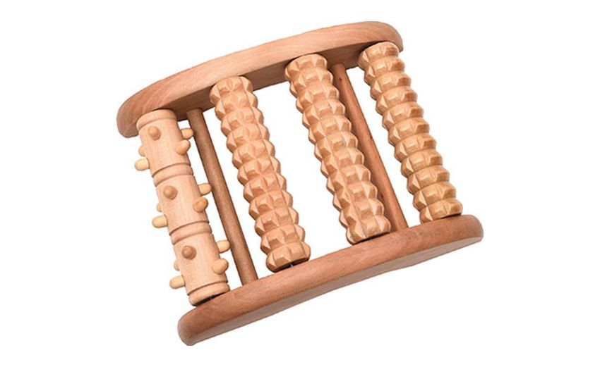 Massaggiatore piedi in legno a 4 punti di pressione- -Legno naturale-Legno
