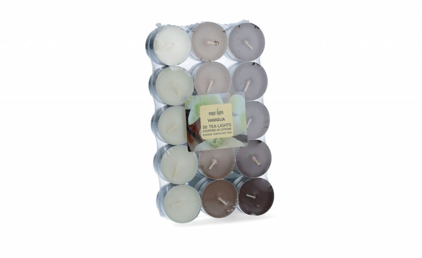 Tea Lights set 30 candele vaniglia- -Grigio-Alluminio-2 cmx11 cm