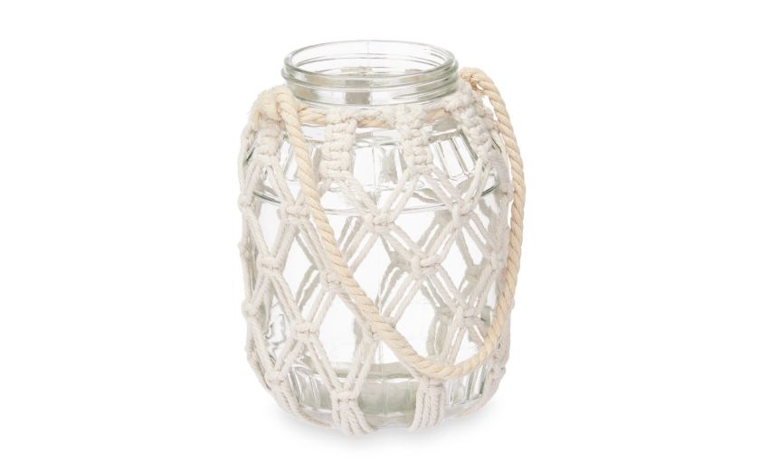 Macrame lampada con tessuto bianco h20 Macrame lampada con tessuto bianco h20