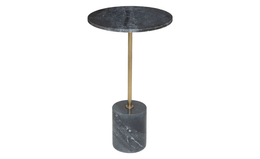Tavolo caffè in marmo grigio Ø35 cm--Grigio scuro-Ferro-61 cmx35