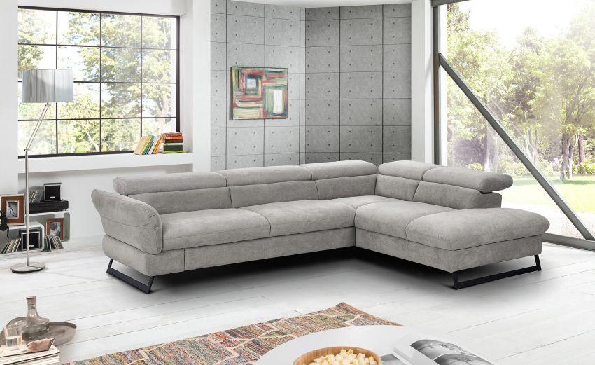 Haiti divano angolare in tessuto ghiaccio-con panchetta estraibile-Grigio chiaro-Tessuto-198 x 126 cm Haiti divano angolare in tessuto ghiaccio-con panchetta estraibile-Grigio chiaro-Tessuto-198 x 126 cm
