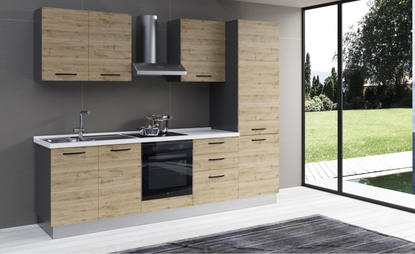 Gilda 2.0 cucina 270 cm colore rovere cadiz -3 elettrodomestici Gilda 2.0 cucina 270 cm colore rovere cadiz -3 elettrodomestici