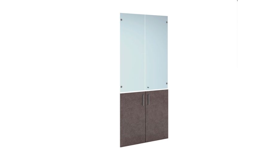Beta kit 4 ante in portland e vetro-Misure L 90 x H 210 cm-Legno scuro-Melaminico-210 cmx90 cm