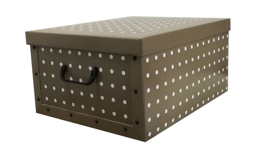 Rivoli scatola in cartone tortora pois 50x25 cm- -Tortora-Cartone-25 cmx50 cm