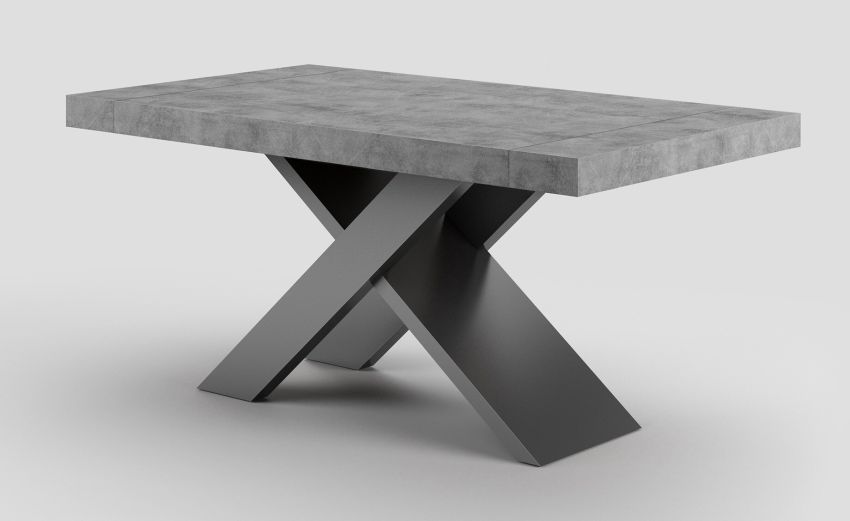 Twin tavolo cemento scuro L140/220 cm-Tavolo allungabile-Grigio-Nobilitato-76 cmx140 cm