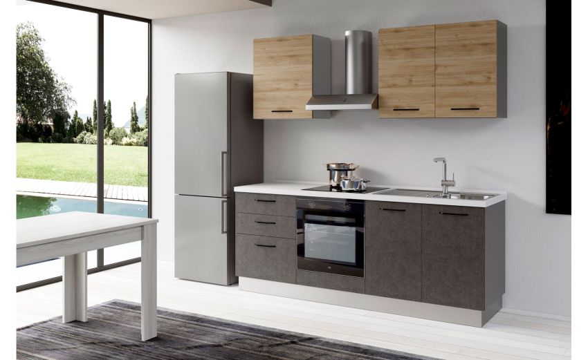 Gilda 2.0 cucina 270 cm colore portland e rovere cadiz -3 elettrodomestici Gilda 2.0 cucina 270 cm colore portland e rovere cadiz -3 elettrodomestici