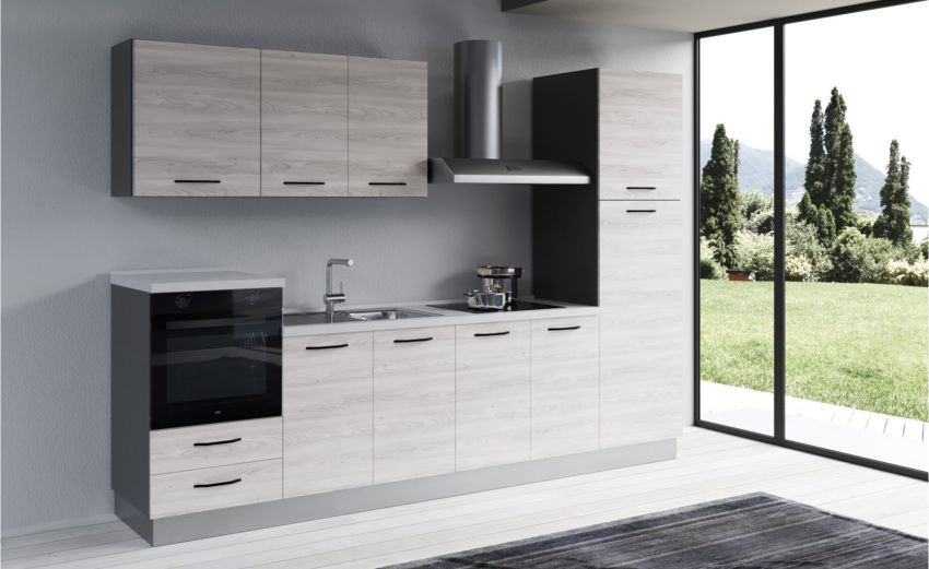 Gilda 2.0 cucina 300 cm colore frassino ghiaccio -3 elettrodomestici Gilda 2.0 cucina 300 cm colore frassino ghiaccio -3 elettrodomestici