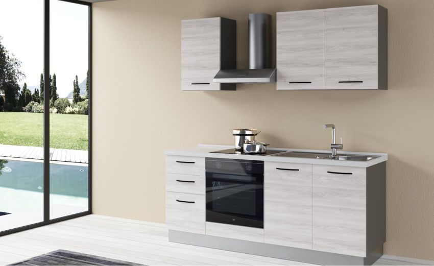 Gilda 2.0 cucina 195 cm colore frassino ghiaccio -2 elettrodomestici Gilda 2.0 cucina 195 cm colore frassino ghiaccio -2 elettrodomestici