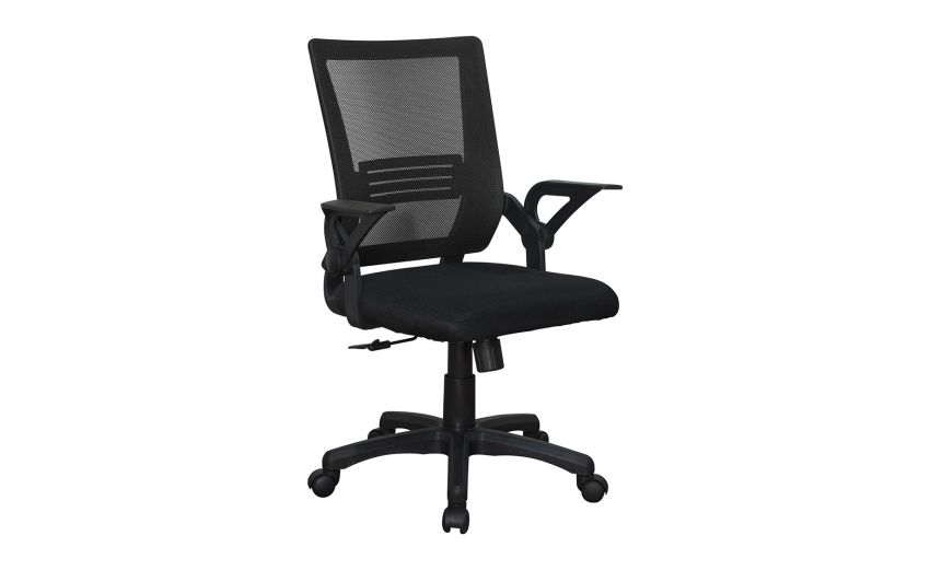 Fly sedia ufficio nera-Elevazione a gas-Nero-Metallo-91 cmx61 cm