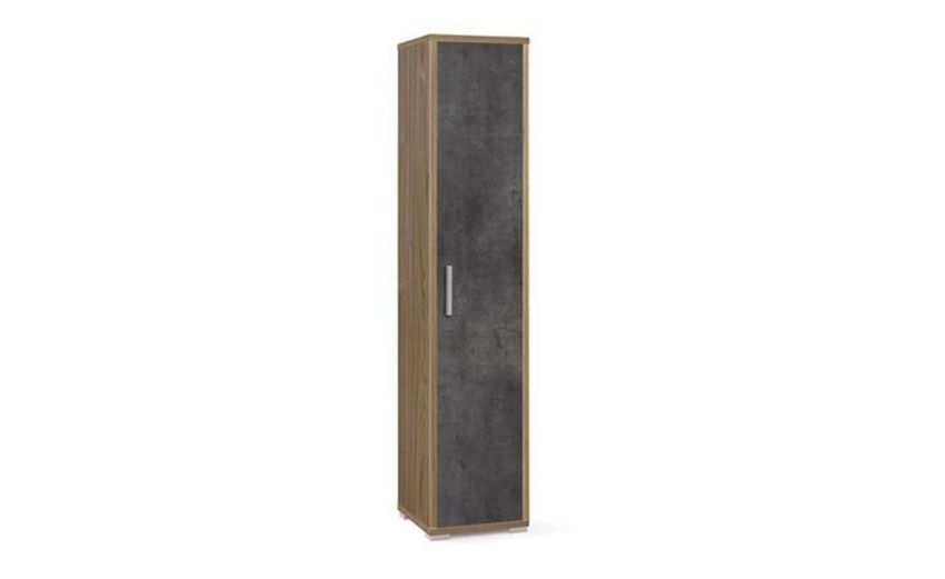 Think colonna per ufficio 1 anta 5 vani colore noce e ossido nero-Misure L39 x P41 x H182 cm-Nero-Melaminico-182 cmx39 cm Think colonna per ufficio 1 anta 5 vani colore noce e ossido nero-Misure L39 x P41 x H182 cm-Nero-Melaminico-182 cmx39 cm
