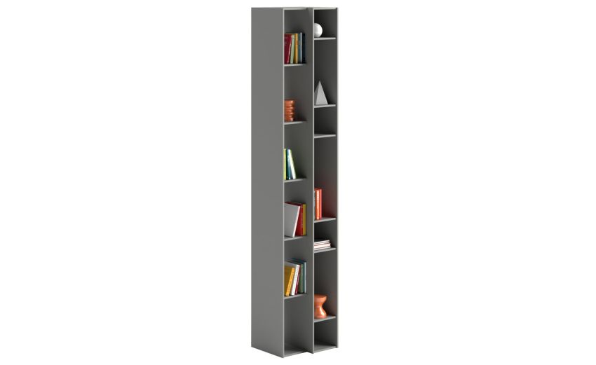 New York libreria componibile alluminio laccato opaco-13 vani-Argento-Pannello-227 cmx43