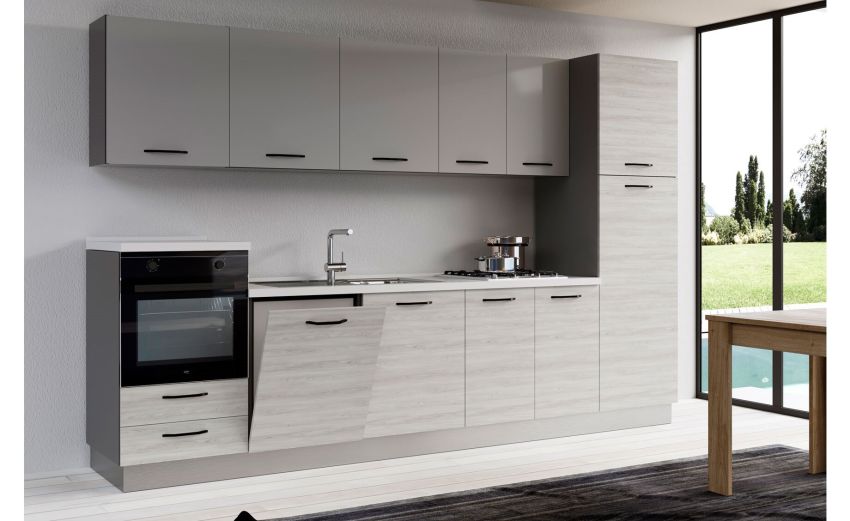 Gilda cucina 330 cm colore frassino ghiaccio e light grey-4 elettrodomestici Gilda cucina 330 cm colore frassino ghiaccio e light grey-4 elettrodomestici