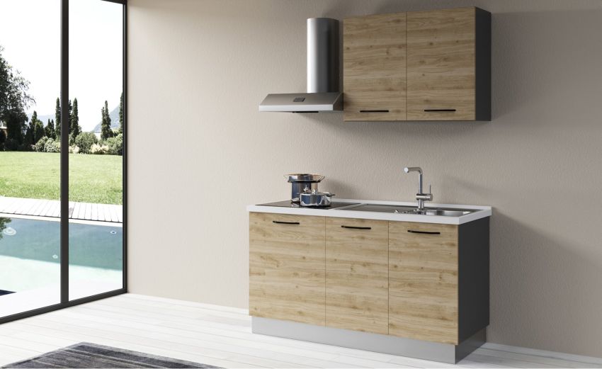 Gilda 2.0 cucina 150 cm colore rovere cadiz -1 elettrodomestico