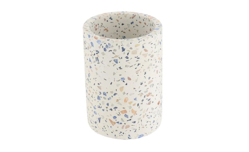 Mosaico bicchiere bagno in cemento --Bianco-Cemento