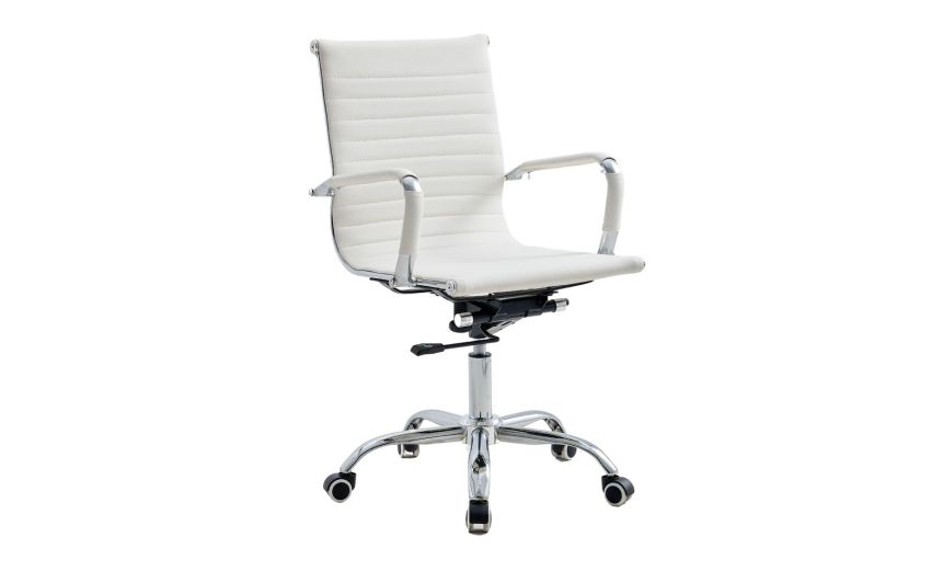 Akka2 poltrona presidenziale bianca-Elevazione a gas-Bianca-Metallo-97 cmx60 cm