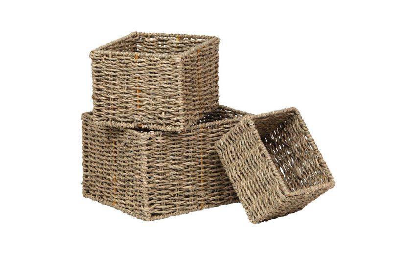 Seagrass Cube cesta in vimini 22x19 cm- -Tortora-Fibra naturale-14 cmx22 cm