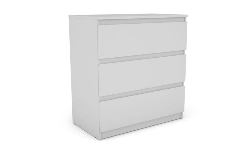 Akitas comò 3 cassetti bianco--Bianco-Pannello-80 cmx75 cm