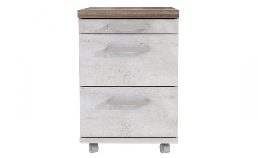 Volterra cassettiera 3 cassetti a rotelle rovere e bianco-3 cassetti-Legno bianco-Laminato-61
