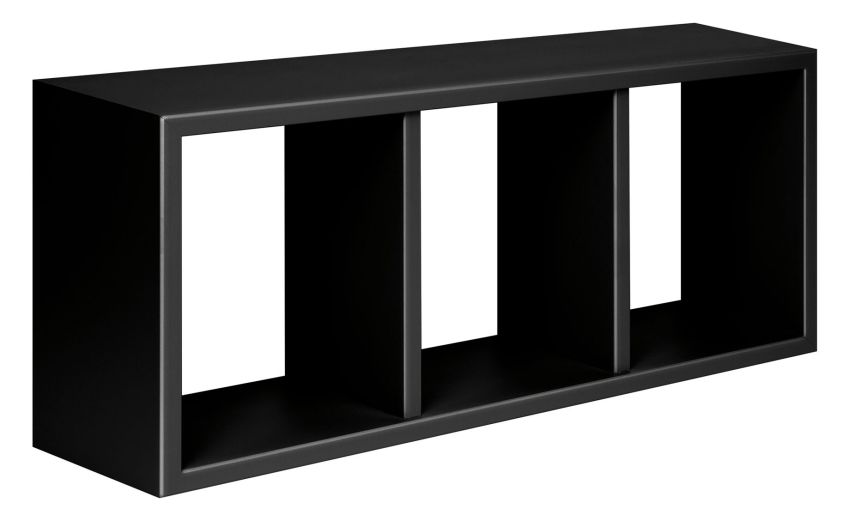 Tristano mensola 3 vani in mdf nero 70x30 cm- -Nero-Mdf-30 cmx70 cm