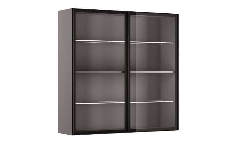 Gilda pensile titanio 2 ante vetro fumè- -Grigio-Pannello-120 cmx120 cm