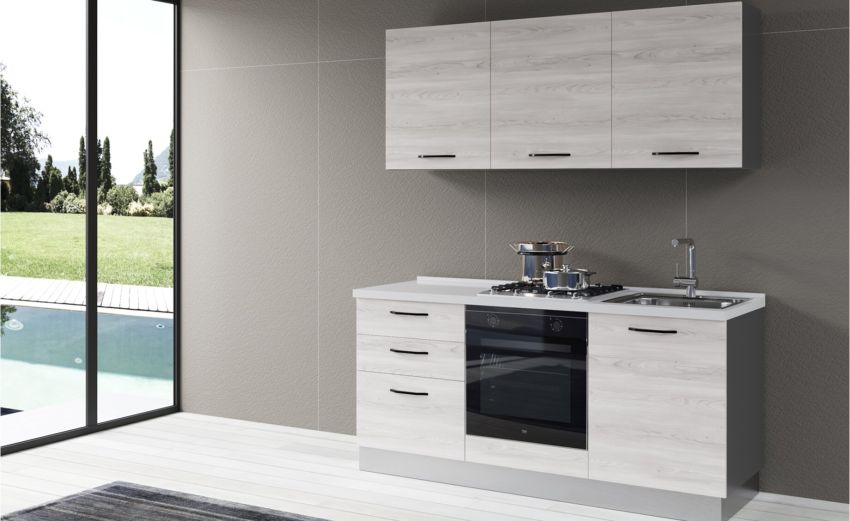 Gilda cucina 180 cm colore frassino ghiaccio-2 elettrodomestici