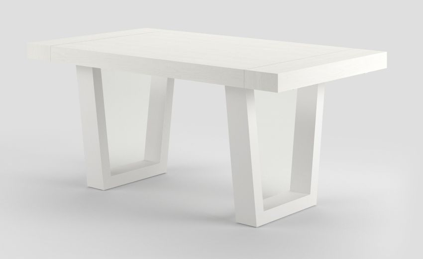 Dual tavolo in pannello nobilitato colore bianco frassino L160/260 cm-Le braccia di allungamento in legno di faggio-Bianco-Nobilitato-76 cmx160 cm Dual tavolo in pannello nobilitato colore bianco frassino L160/260 cm-Le braccia di allungamento in legno di faggio-Bianco-Nobilitato-76 cmx160 cm