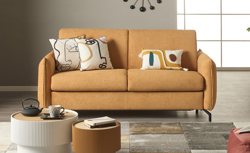 Firenze divano letto 3 posti in tessuto arancione-Materasso h18 cm-Arancione-Tessuto-Larghezza 140 x Lunghezza 195 cm Firenze divano letto 3 posti in tessuto arancione-Materasso h18 cm-Arancione-Tessuto-Larghezza 140 x Lunghezza 195 cm