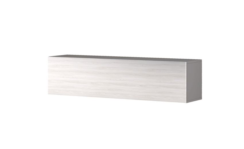 Gilda pensile 1 anta a ribalta frassino ghiaccio L140 cm-Struttura colore titanio-Legno bianco-Pannello-36 cmx140 cm Gilda pensile 1 anta a ribalta frassino ghiaccio L140 cm-Struttura colore titanio-Legno bianco-Pannello-36 cmx140 cm