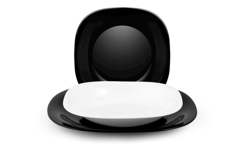 Black&White servizio piatti 18 pezzi vetro opale--Bianco-Vetro opale Black&White servizio piatti 18 pezzi vetro opale--Bianco-Vetro opale
