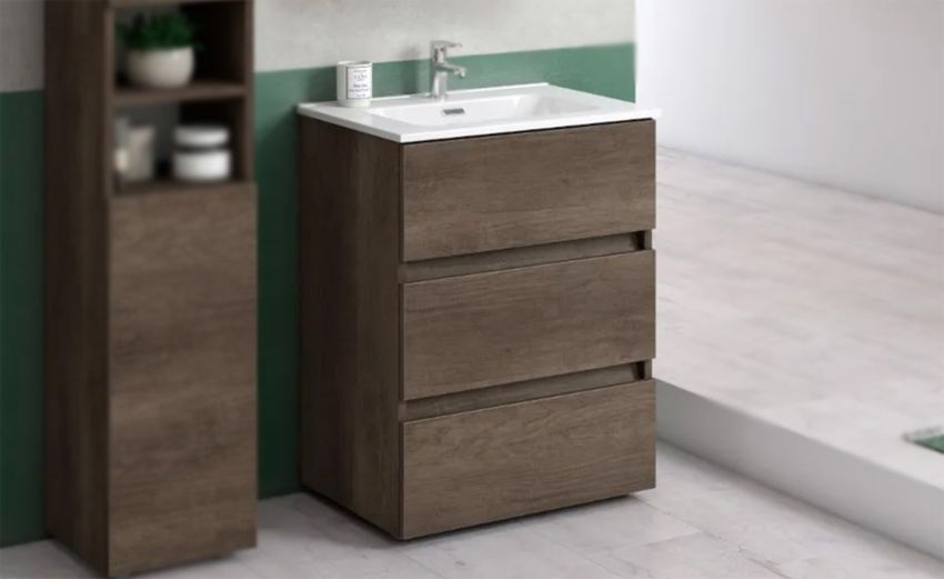 Casual base lavabo colore rovere scuro-3 cassetti-Legno scuro-Pannello-81 cmx60 cm Casual base lavabo colore rovere scuro-3 cassetti-Legno scuro-Pannello-81 cmx60 cm