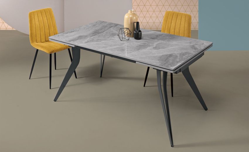 Galileo tavolo allungabile grigio opaco-Con piano in marmo-Grigio scuro-Pietra-75 cmx160 cm Galileo tavolo allungabile grigio opaco-Con piano in marmo-Grigio scuro-Pietra-75 cmx160 cm