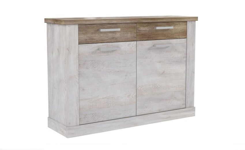 Volterra base 2 ante 2 cassetti in pannello bianco e rovere- -Legno bianco-Pannello-96 Volterra base 2 ante 2 cassetti in pannello bianco e rovere- -Legno bianco-Pannello-96