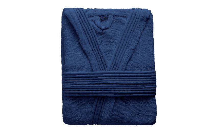 Terry accappatoio in cotone blu XL--Blu-Cotone Terry accappatoio in cotone blu XL--Blu-Cotone