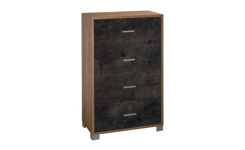 Odessa cassettiera 4 cassetti noce stelvio e ossido nero--Nero-Pannello melaminico-112 cmx70 cm Odessa cassettiera 4 cassetti noce stelvio e ossido nero--Nero-Pannello melaminico-112 cmx70 cm
