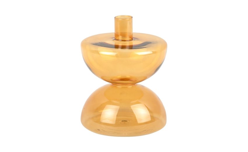 Diabolo porta candela in vetro giallo Ø12 cm--Giallo-Vetro