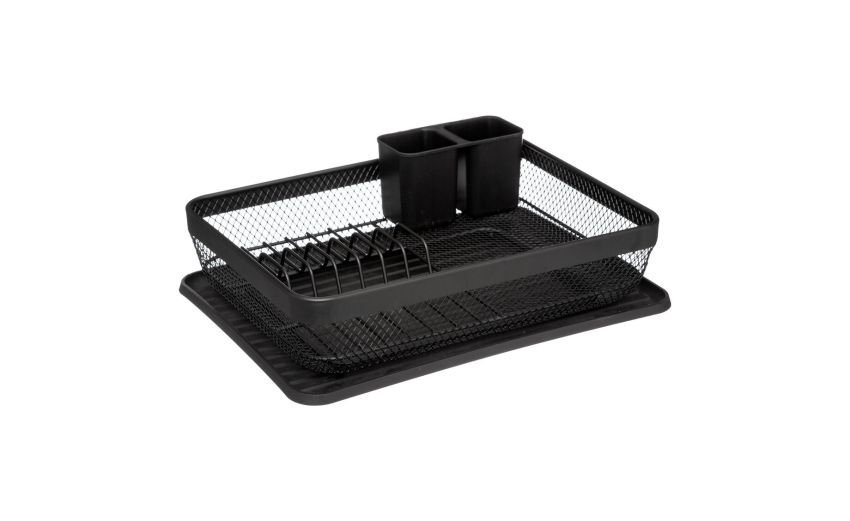 Mayaj scolapiatti in metallo nero 43x32 cm--Nero-Metallo-13
