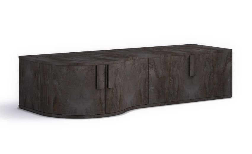 Lisbona porta TV sagomato colore grigio--Grigio-Pannello-43 cmx180 cm