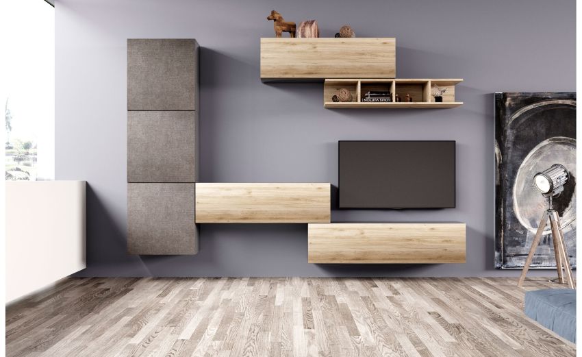 Gilda parete soggiorno 290 cm rovere cadiz e portland-Larghezza 290