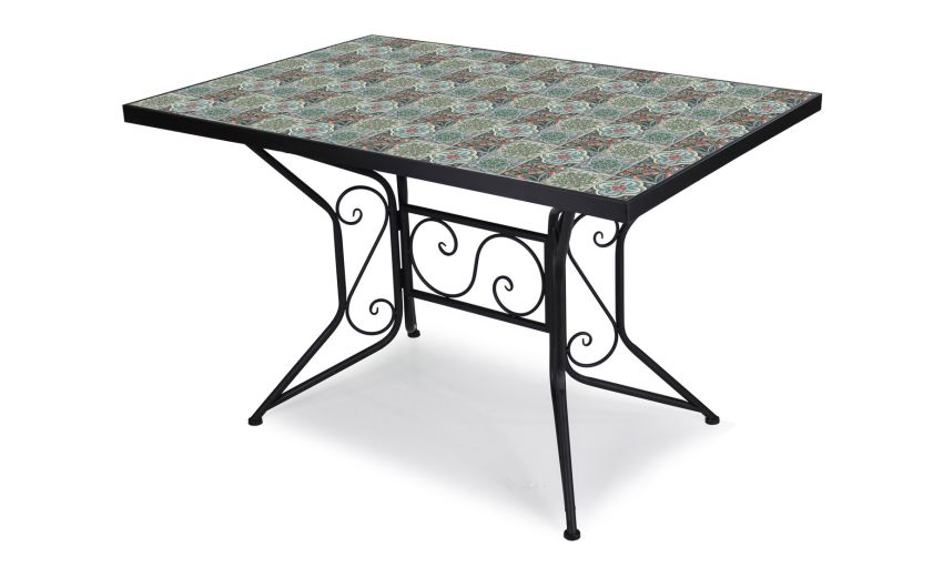 Maestrale tavolo rettangolare in ferro nero-Piano in mosaico-Antracite-Ferro-75 cmx120 cm