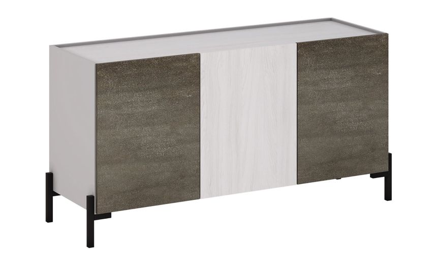 Gilda madia 3 ante colore frassino ghiaccio e portland-Struttura colore grigio chiaro-Legno bianco-Nobilitato-84 cmx185 cm