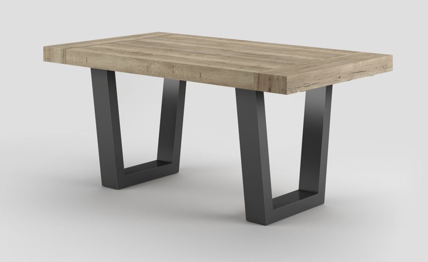 Dual tavolo in pannello nobilitato colore rovere rustico-Le braccia di allungamento in legno di faggio-Legno scuro-Nobilitato-76 cmx160 cm