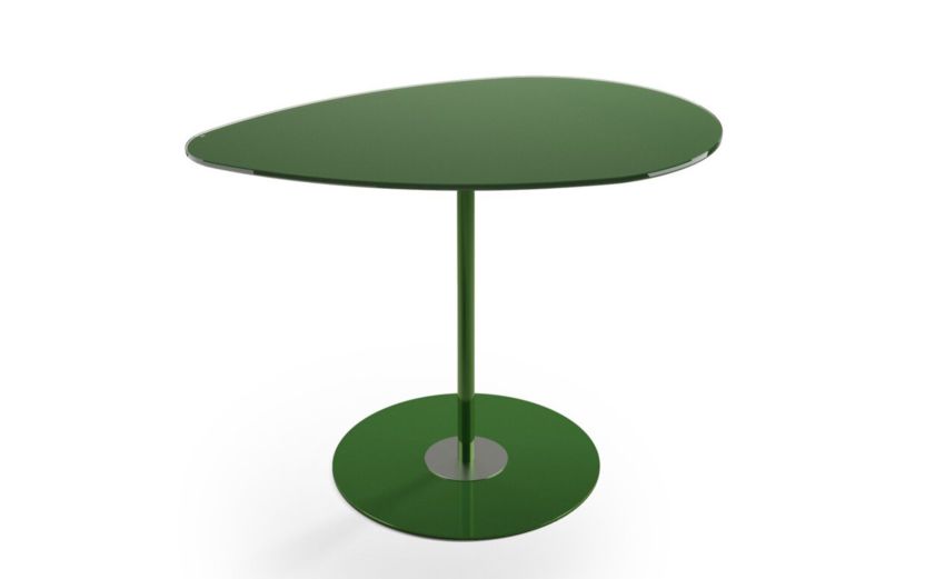 Glass tavolino Dallia a goccia verde h48 cm--Verde-Metallo-48 cmx40 cm