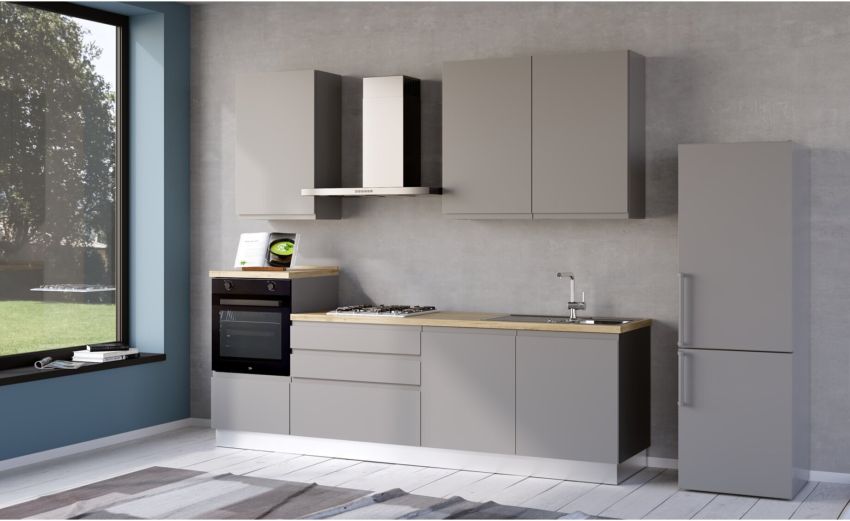 Iris cucina 270 cm colore grigio chiaro -2 elettrodomestici--Melaminico