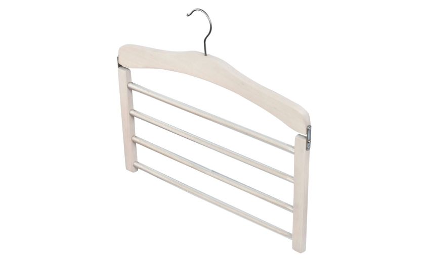 Gruccia porta pantaloni 4 barre in legno chiaro--Bianco-Legno-34 cmx38
