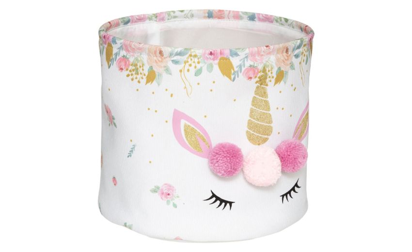 Unicorn cesta per cameretta in tessuto Ø30x26 cm- -Multicolore-Poliestere-30 cmx30 cm