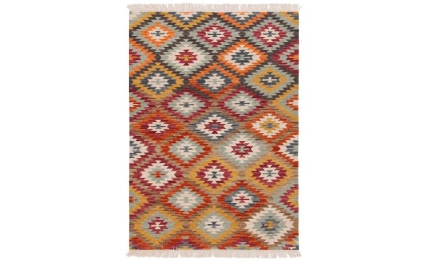 Kilim tappeto in lana 140x200 cm--Multicolore-Lana-200 cmx140 cm