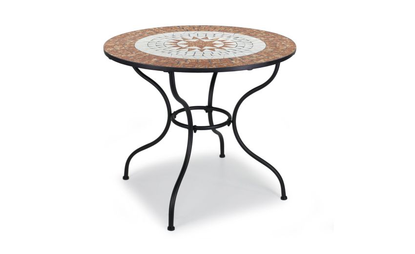 Otranto tavolo tondo in ferro nero Ø90 cm-Piano in mosaico -Antracite-Ferro