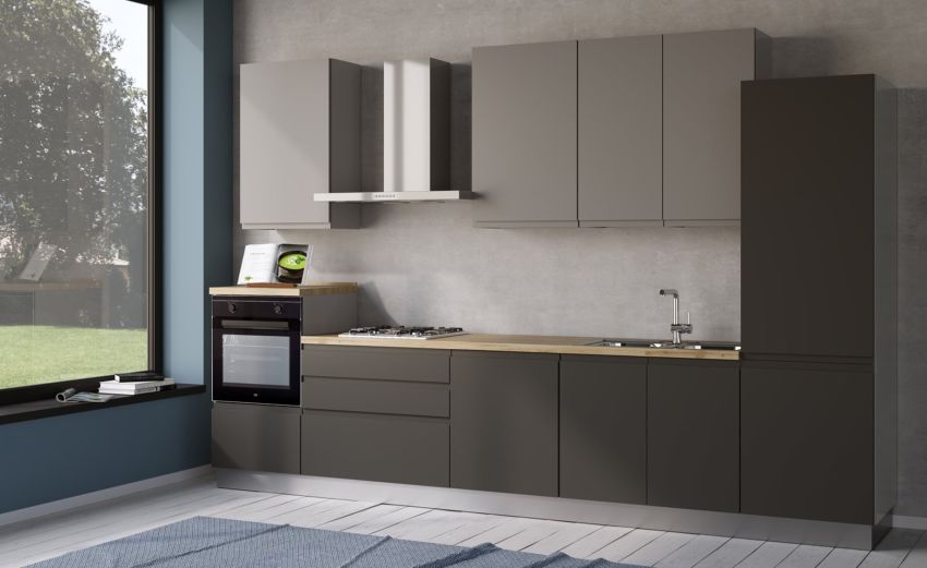 Iris cucina 360 cm colore grigio scuro e grigio chiaro-3 elettrodomestici--Melaminico Iris cucina 360 cm colore grigio scuro e grigio chiaro-3 elettrodomestici--Melaminico