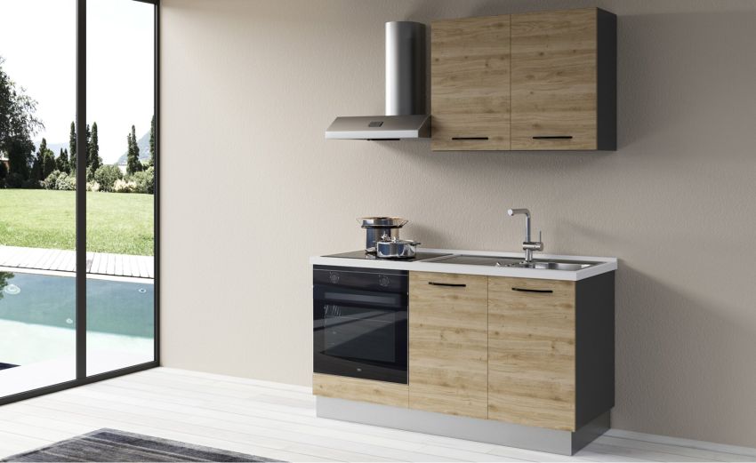 Gilda cucina 150 cm colore rovere cadiz -2 elettrodomestici Gilda cucina 150 cm colore rovere cadiz -2 elettrodomestici